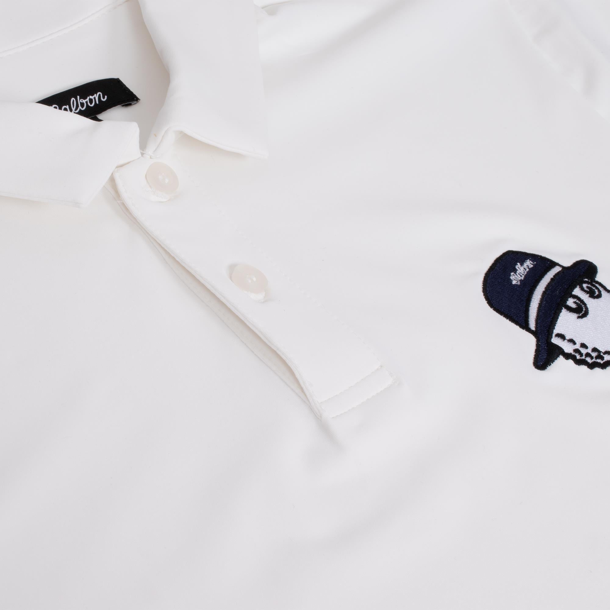 Malbon Golf Cooper Bucket Performance Pique Polo Shirt White